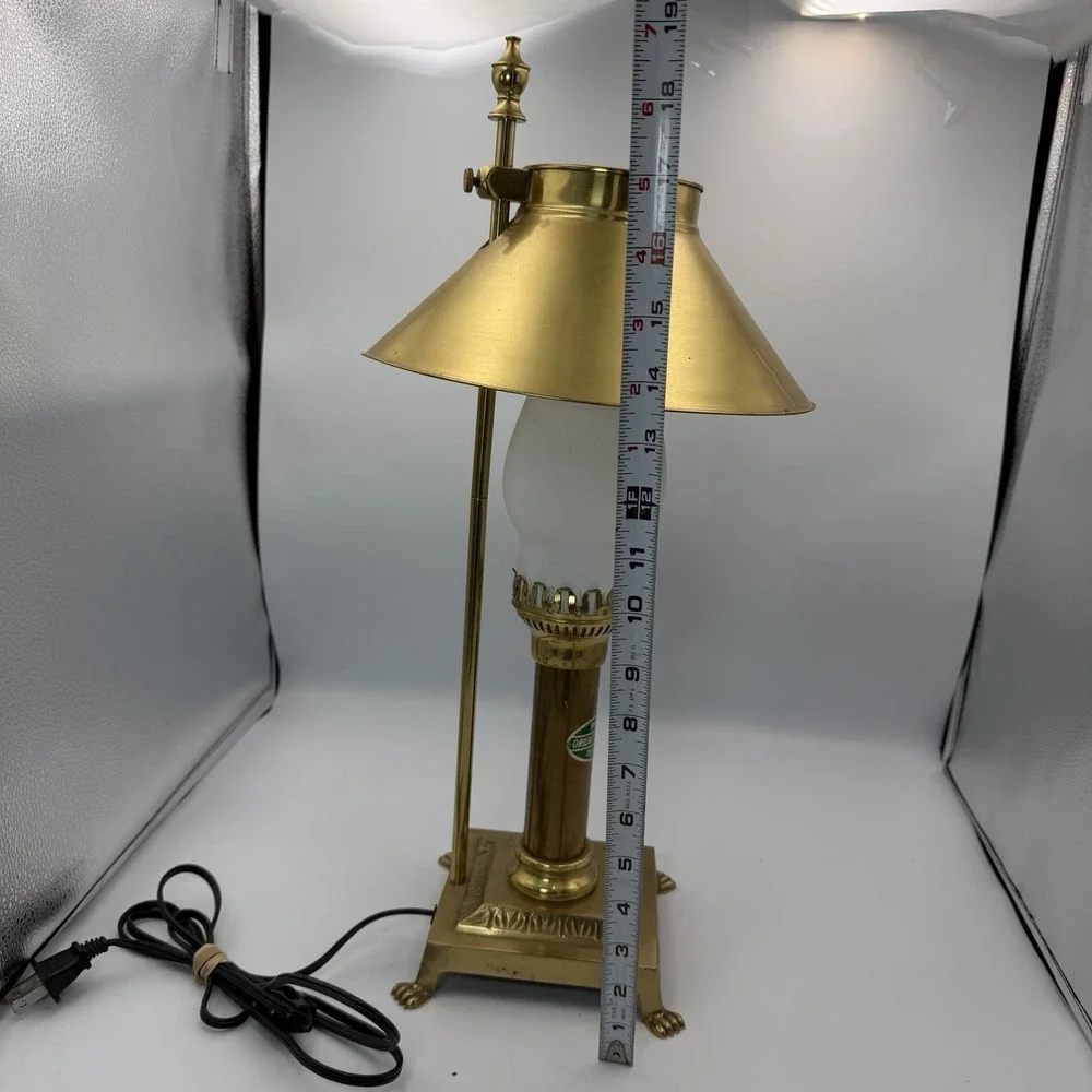 Vintage Paris/Istanbul Orient Express Brass Clawfoot Adjstble Shade Table Lamp